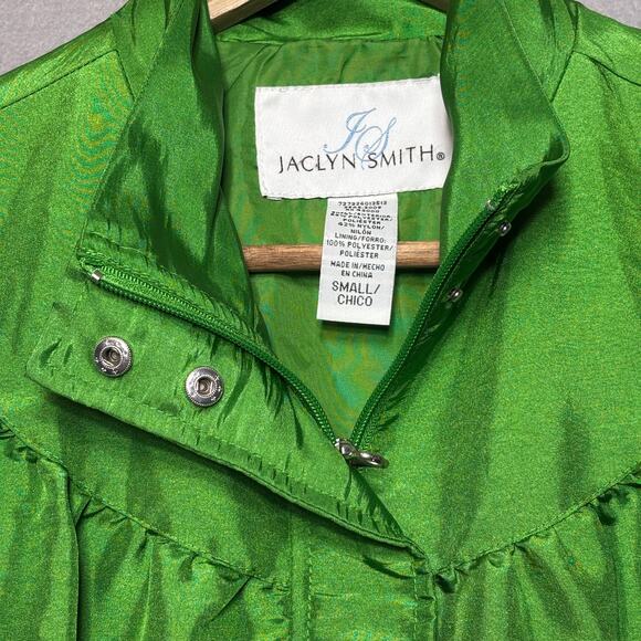 VTG Jaclyn Smith Jacket S Green Cinched Waist Lightweight Retro Statement - Picture 3 of 7
